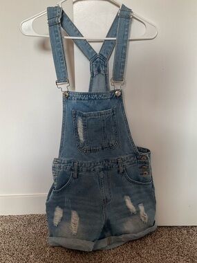 Light Wash Denim Short Overalls